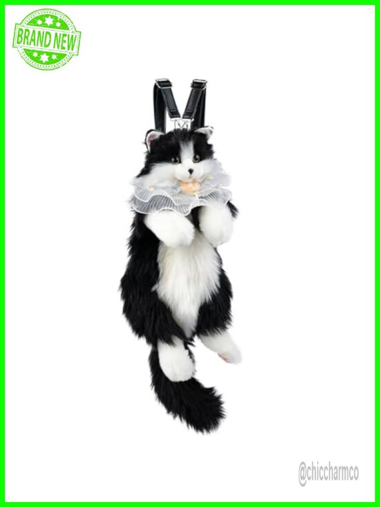 Realistic Stuffed Cat Backpack Handcrafted Plush Bag main image 4